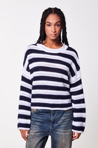 Pull Bleu marine et blanc - Jennyfer
