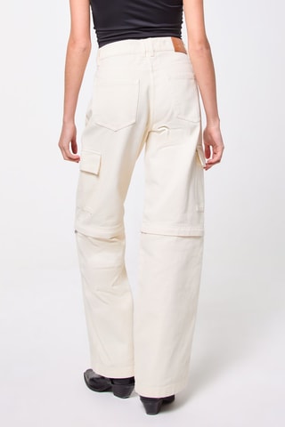 Pantalon droit cargo taille haute Ecru - Jennyfer