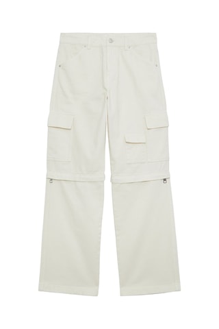 Pantalon droit cargo taille haute Ecru - Jennyfer