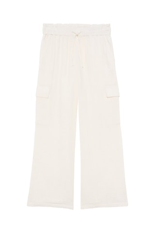 Pantalon droit cargo taille haute Ecru - Jennyfer