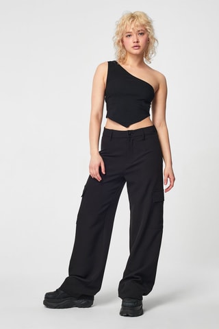 Crop top asymétrique Noir - Jennyfer