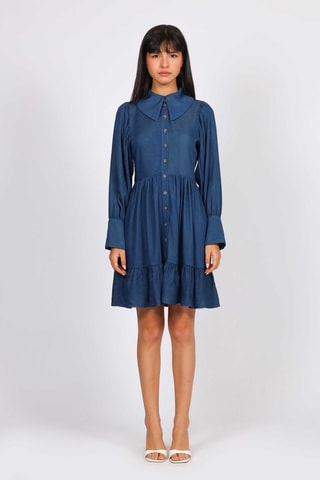 Robe chemise en jean - Bleu marine - Naf Naf