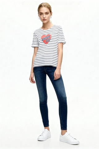 T-shirt - Ecru et bleu marine - Naf Naf