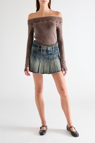 Jupe plissée en jean - Bleu - Jennyfer