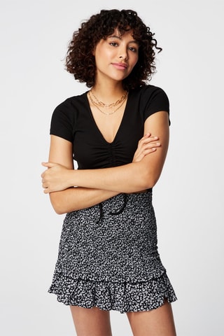 NC - Minijupe smockée Noir et blanc - Jennyfer