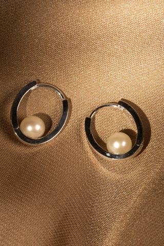 Argolas Arco   Ouro branco e pérolas de cultura - 1,5 cm