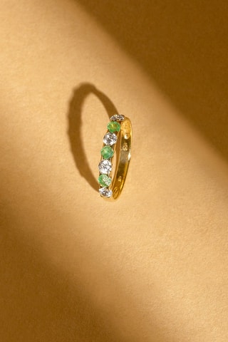 Anel Esmeralda sagrada Ouro amarelo e esmeralda