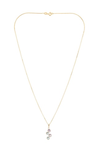 Pendente Quadra Ouro amarelo, ametistas e topázios