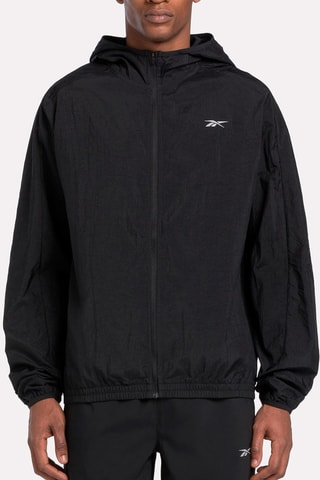 Coupe-vent de running  à capuche - Noir