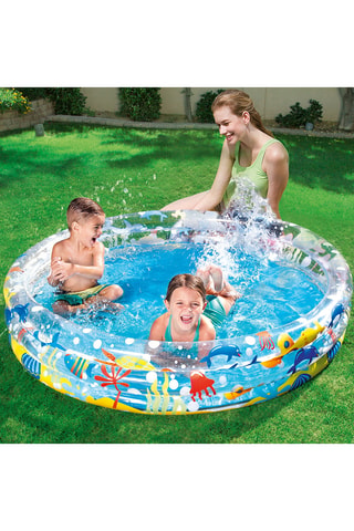 Piscinette gonflable - Transparent et bleu - Dès 2 ans - 282 l