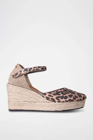 Alpargatas com cunha em couro Lagos - Castanho