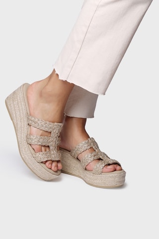 Mules com cunha Reni - Bege