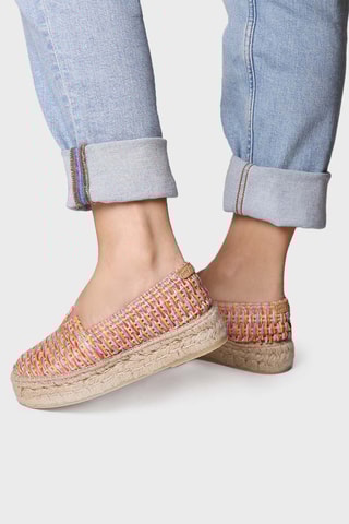 Alpargatas com plataforma Arlet-Cs - Rosa e verde - Multicor