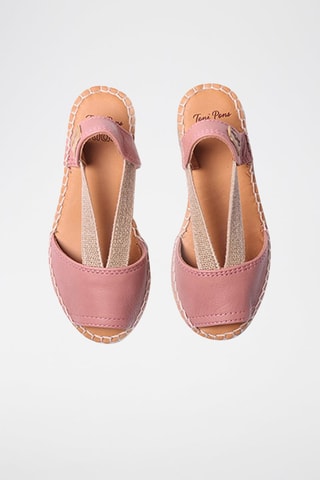 Alpargatas com cunha em couro Rosa - Rosa