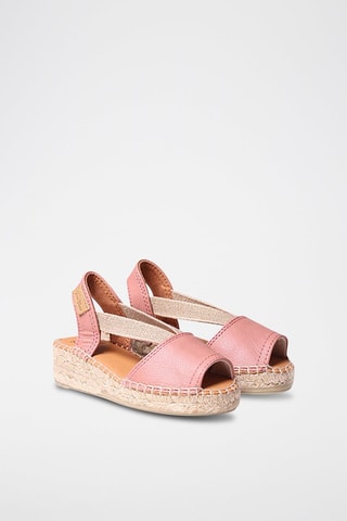 Alpargatas com cunha em couro Rosa - Rosa
