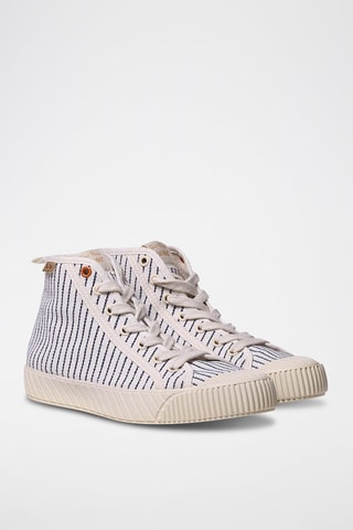 Sneakers subidos Branco - Bege e azul-marinho