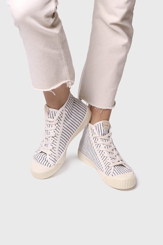 Sneakers subidos Branco - Bege e azul-marinho