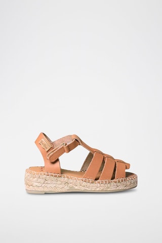 Alpargatas com plataforma em couro Castanho - Castanho