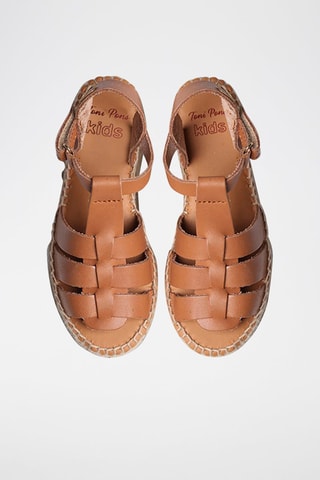 Alpargatas com plataforma em couro Castanho - Castanho