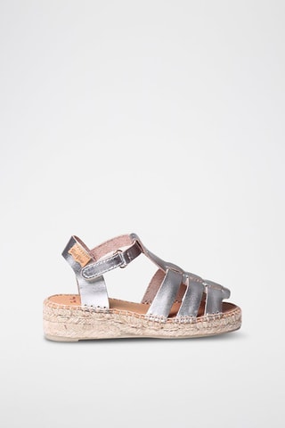 Alpargatas com plataforma em couro Castanho - Prateado