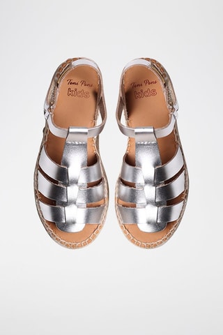 Alpargatas com plataforma em couro Castanho - Prateado