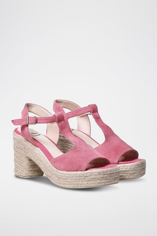 Sandálias com salto em couro Kely-A - Rosa - Rosa