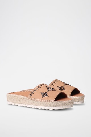 Mules com plataforma Bege - Castanho