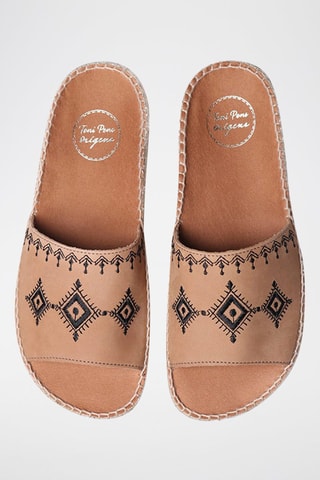 Mules com plataforma Bege - Castanho