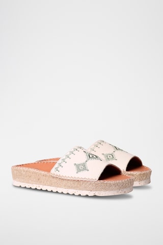 Mules com plataforma Bege - Bege