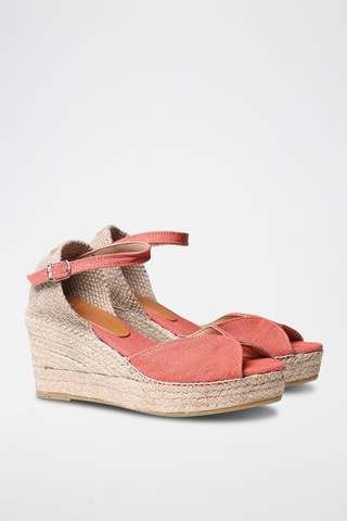 Alpargatas com cunha Lua-Nt - Preto - Vermelho