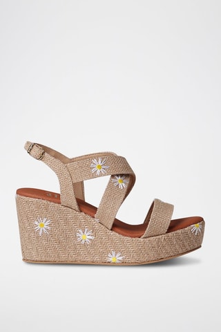 Sandálias com cunha Sidney - Bege - Bege