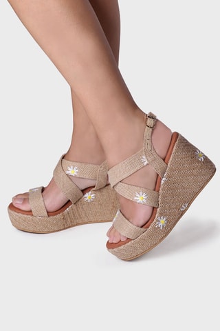 Sandálias com cunha Sidney - Bege - Bege