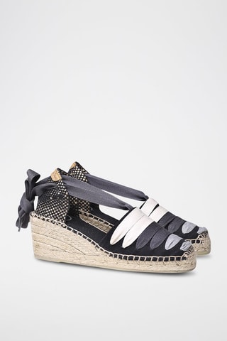 Alpargatas com cunha Viola-Ne - Preto e cru - Preto