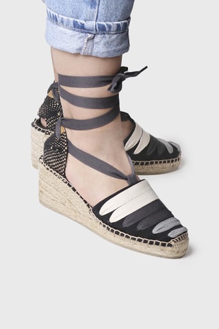 Alpargatas com cunha Viola-Ne - Preto e cru - Preto