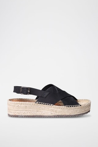 Sandálias com plataforma em couro Valentina - Preto - Preto