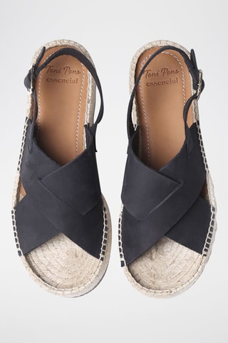 Sandálias com plataforma em couro Valentina - Preto - Preto