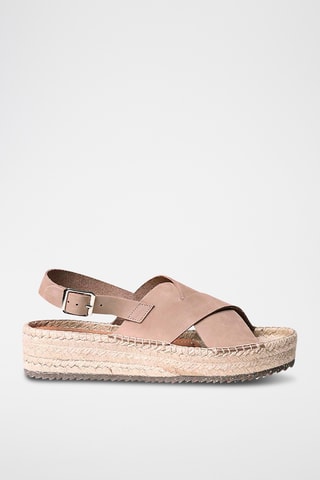 Sandálias com plataforma em couro Valentina - Preto - Toupeira