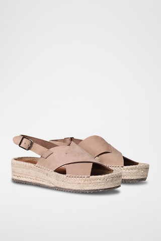 Sandálias com plataforma em couro Valentina - Preto - Toupeira