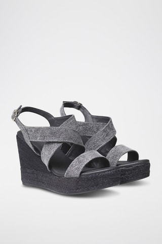 Sandálias com cunha Afra-Nu - Cinzento - Preto