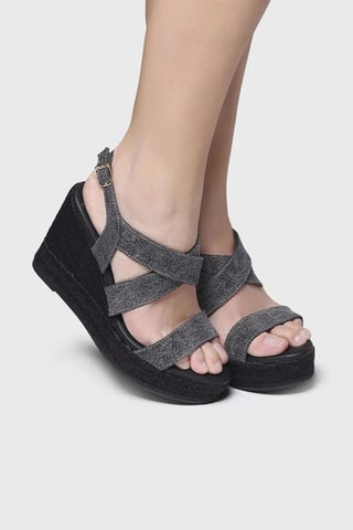 Sandálias com cunha Afra-Nu - Cinzento - Preto