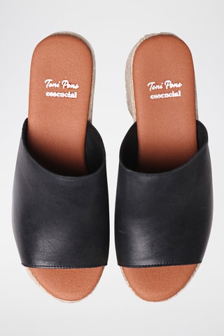 Mules com salto em couro Andrea - Preto - Preto