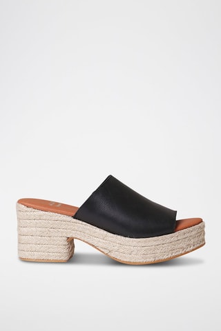 Mules com salto em couro Andrea - Preto - Preto