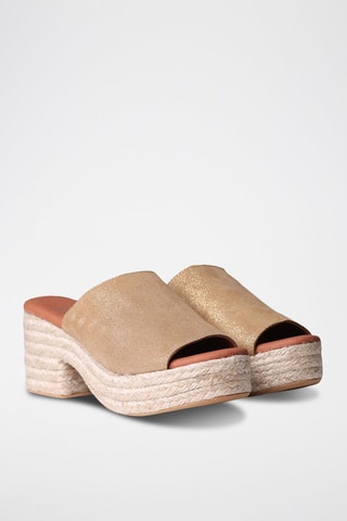 Mules com salto em couro Andrea - Preto - Bege