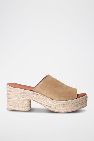 Mules com salto em couro Andrea - Preto - Bege