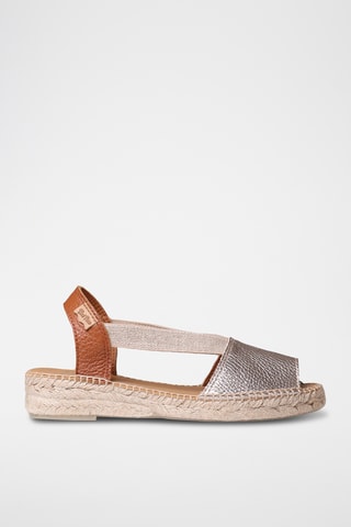 Sandálias com cunha em couro Estel - Prateado e castanho