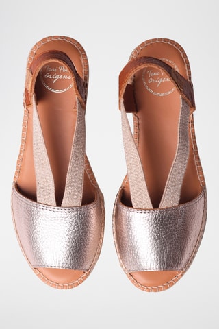 Sandálias com cunha em couro Estel - Prateado e castanho