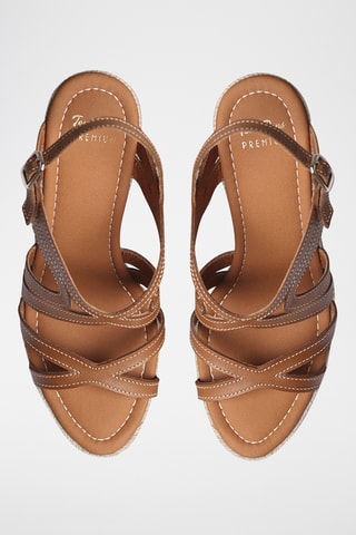 Sandálias com cunha em couro Olimpia - Prateado - Camel