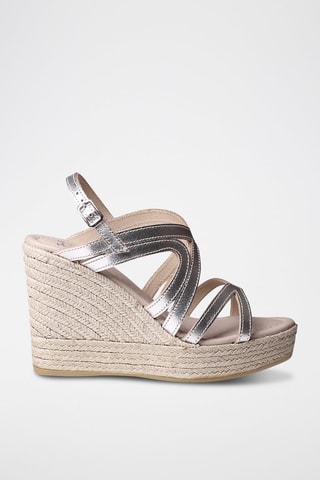 Sandálias com cunha em couro Olimpia - Prateado - Prateado
