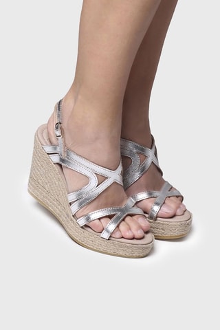 Sandálias com cunha em couro Olimpia - Prateado - Prateado