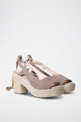 Alpargatas com salto em couro Kiva-A - Toupeira - Toupeira